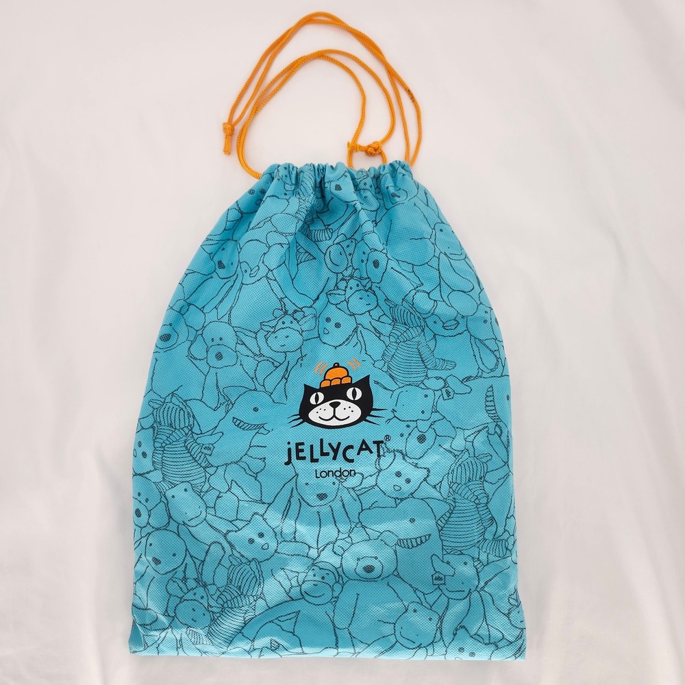 Jellycat London Drawstring Dust Bag 15.5x11 Blue Orange Plush Storage Reusable
